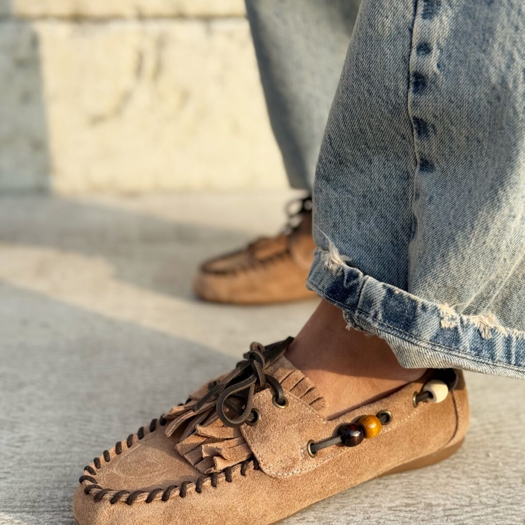 Mocassino suede perline